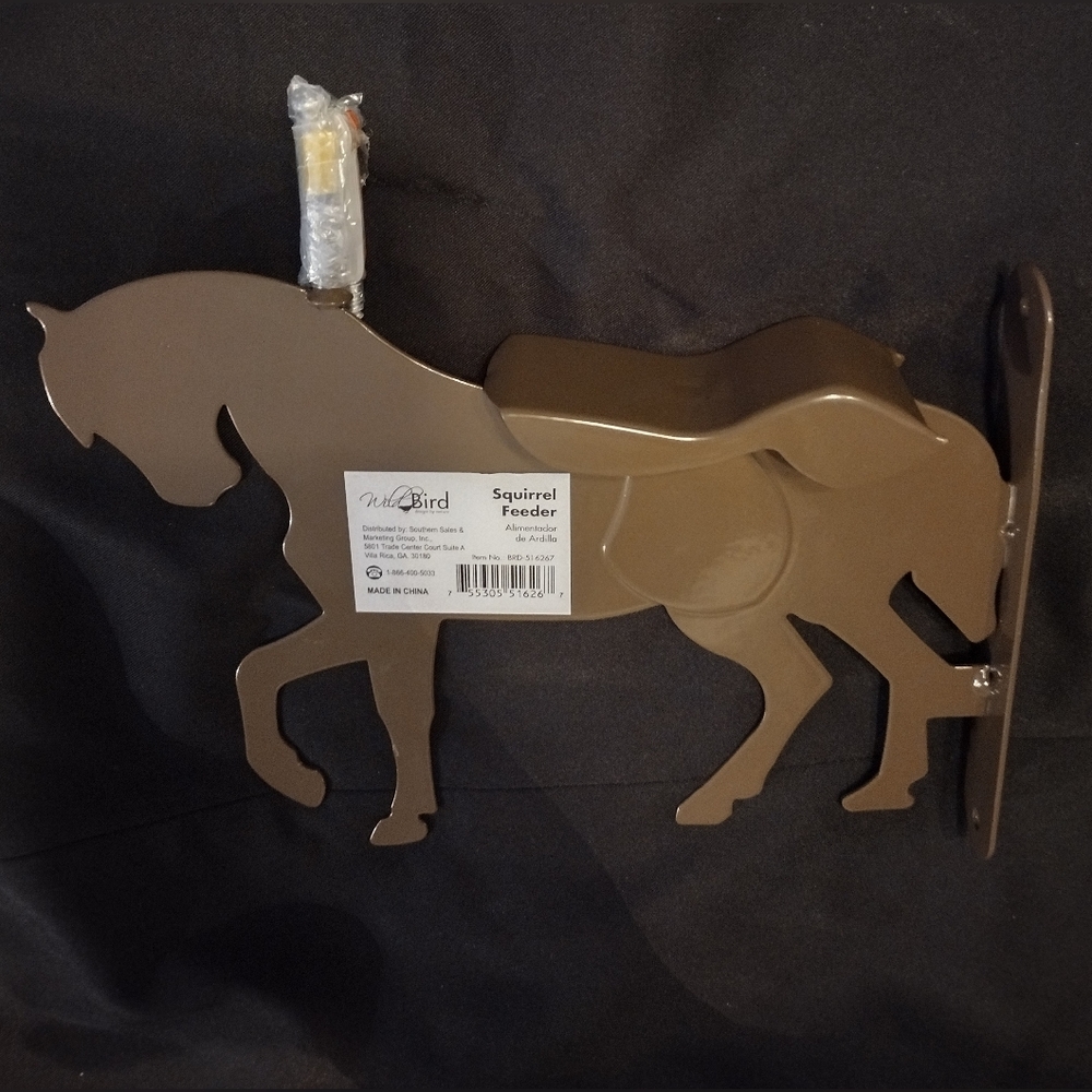🆕️Metal Horse Silhouette Wild West Cowboy Squirrel Feeder Heavy-duty Metal NWT